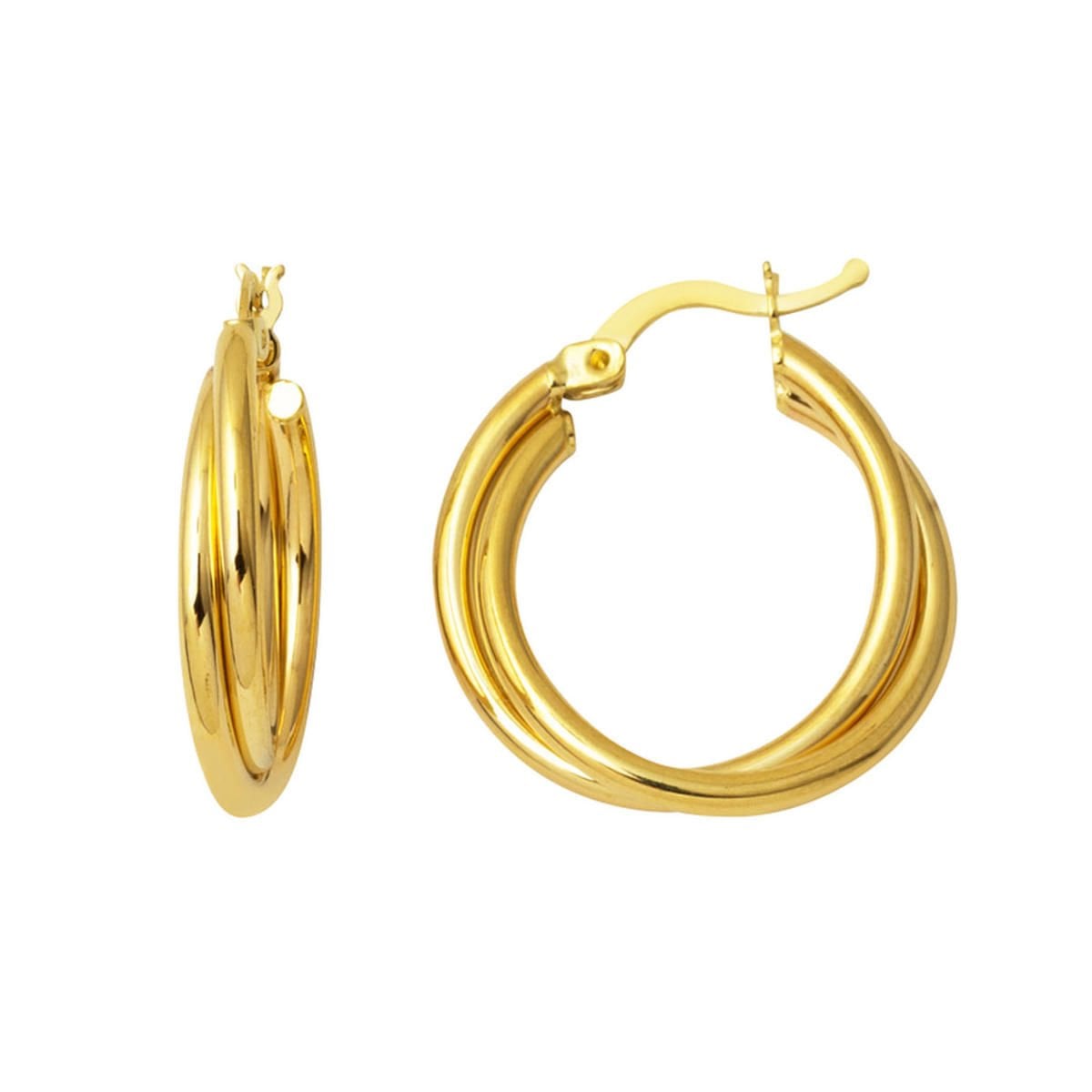 14K Yellow Gold Double Hoop Earrings