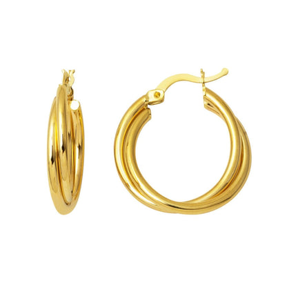 14K Yellow Gold Double Hoop Earrings
