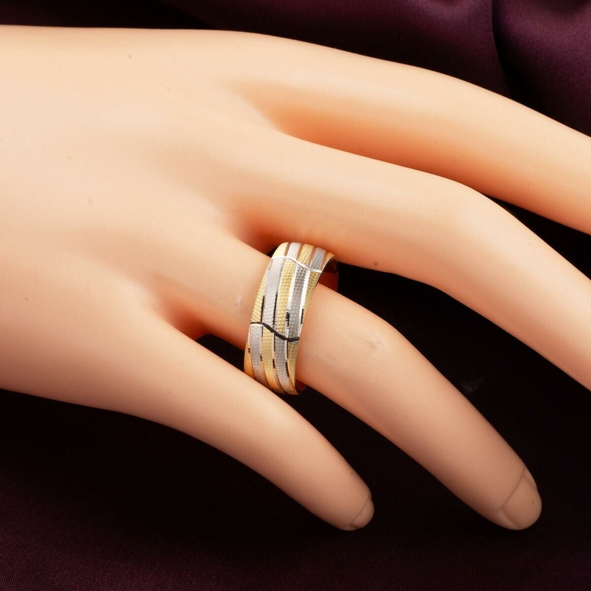 14K Yellow Gold Double Colored Wedding Band Set (8 g)