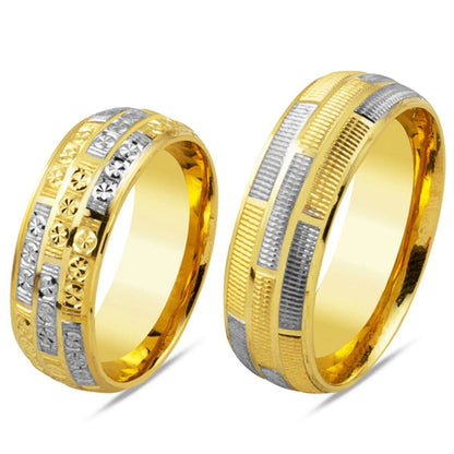 14K Yellow Gold Double Colored Wedding Band Set