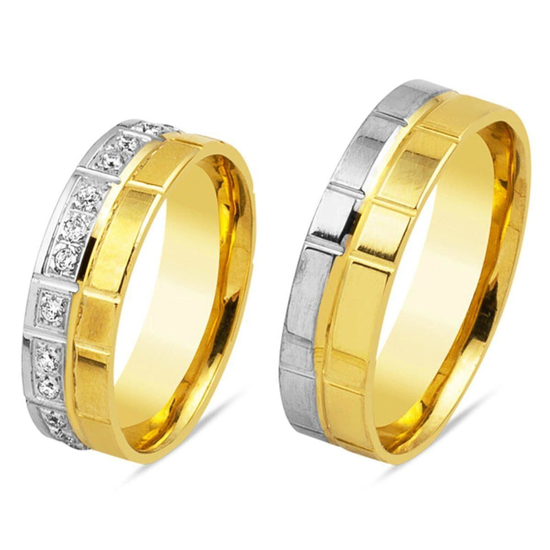 14K Yellow Gold Double Colored Wedding Band Set (6.5 g)
