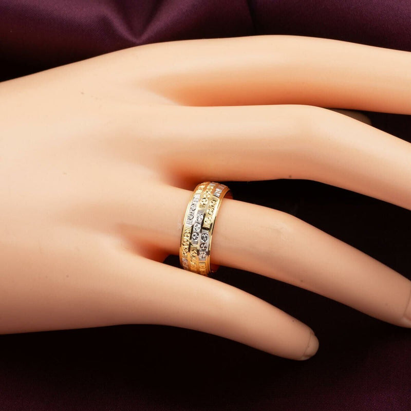 14K Yellow Gold Double Colored Wedding Band Set