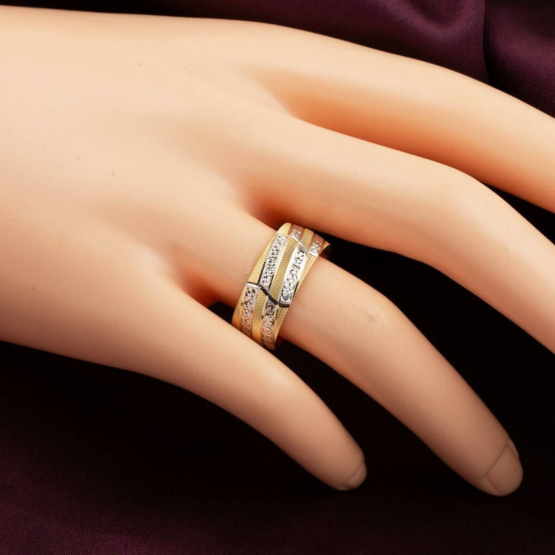 14K Yellow Gold Double Colored Wedding Band Set (8 g)