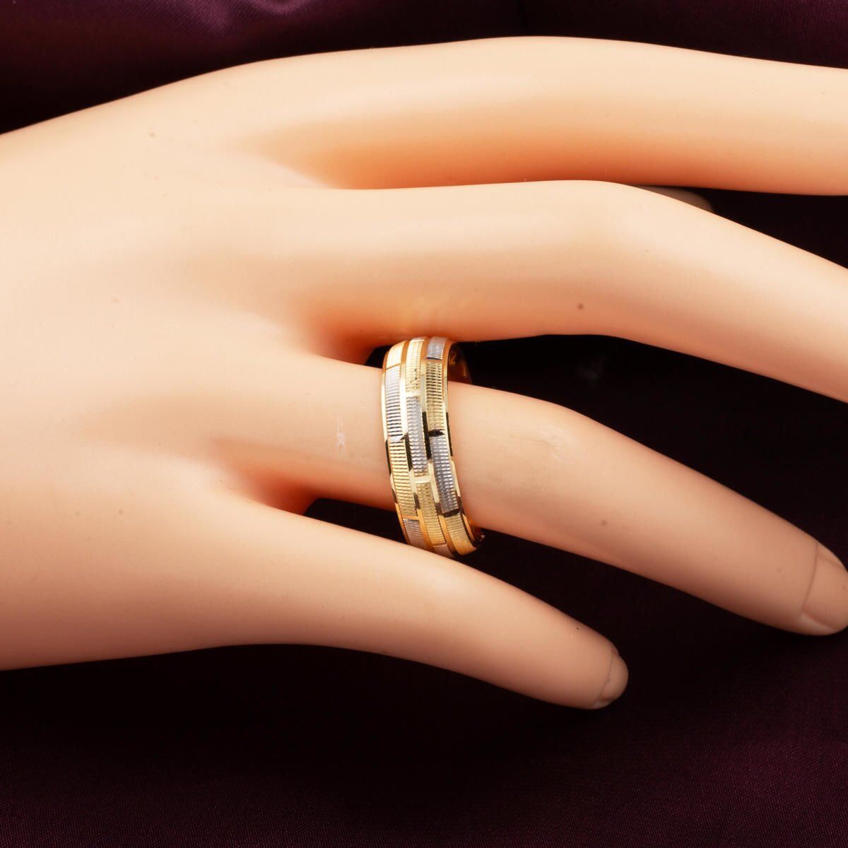 14K Yellow Gold Double Colored Wedding Band Set