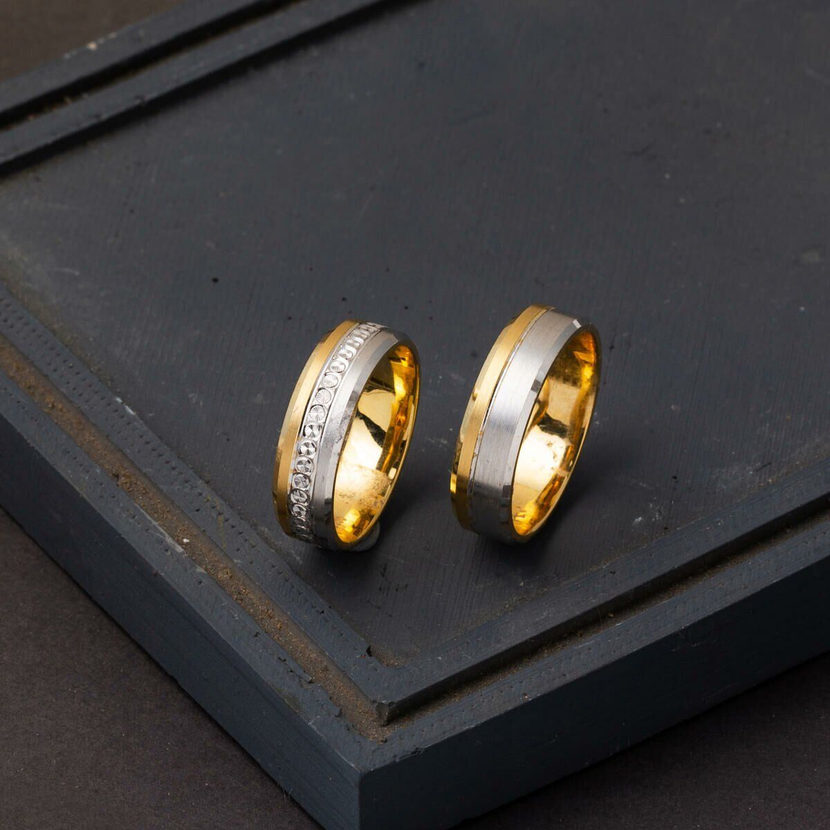 14K Yellow Gold Double Colored Women's Wedding Band