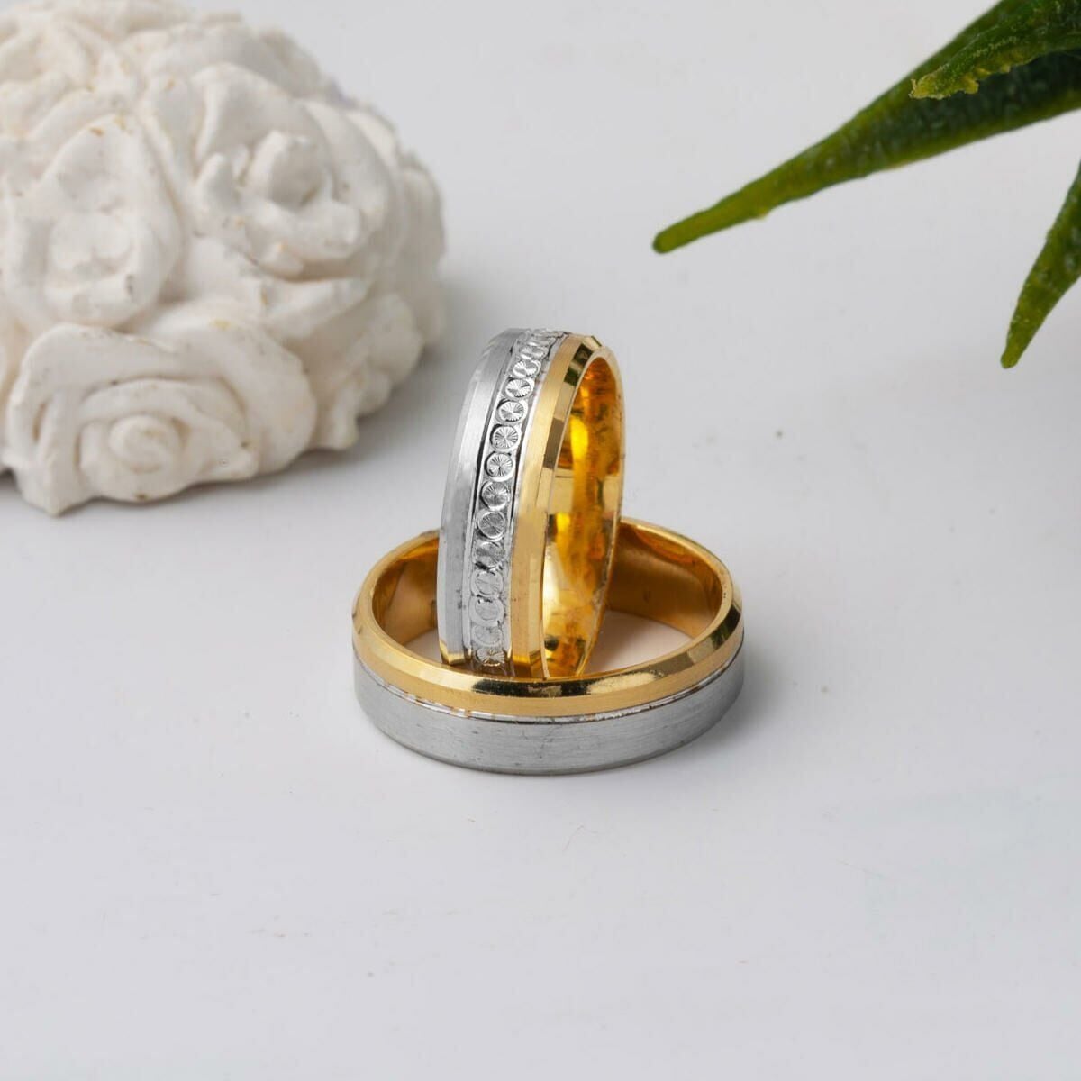 14K Yellow Gold Double Colored Women's Wedding Band