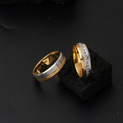 14K Yellow Gold Double Colored Men's Wedding Band