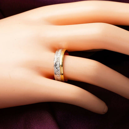 14K Yellow Gold Double Colored Double Wedding Band Set