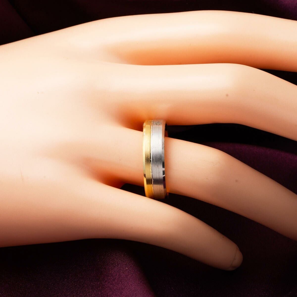 14K Yellow Gold Double Colored Double Wedding Band Set