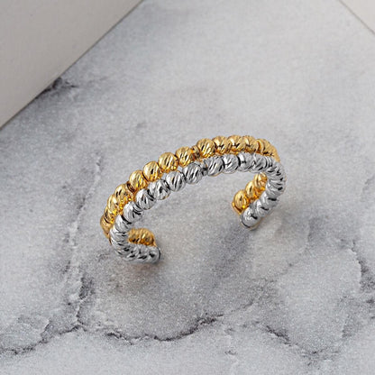 14K Yellow Gold Double Row Ball Ring