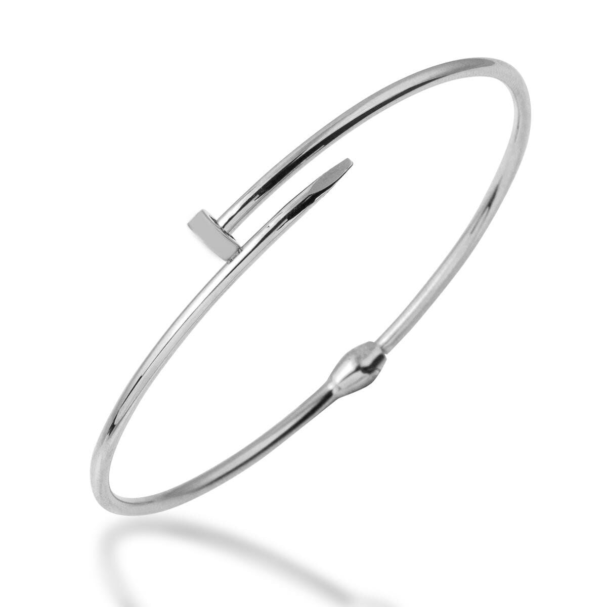 14K White Gold Nail Cuff Bangle