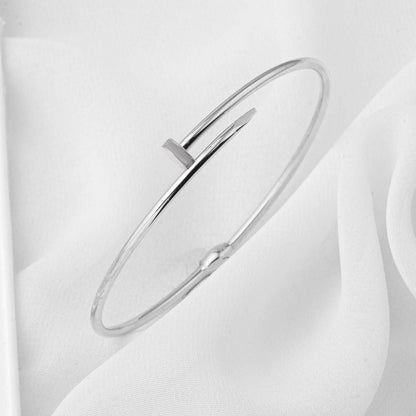 14K White Gold Nail Cuff Bangle
