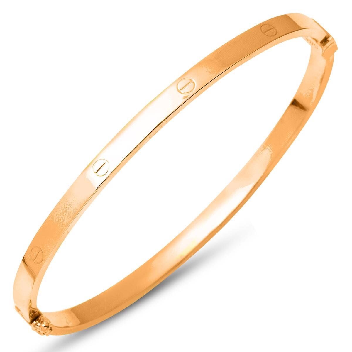 14K Rose Gold Nail Hinged Cuff Bangle