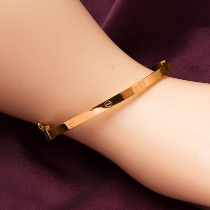14K Rose Gold Nail Hinged Cuff Bangle