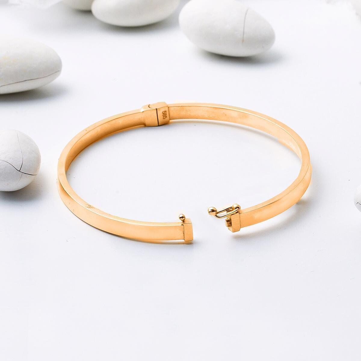 14K Rose Gold Nail Hinged Cuff Bangle