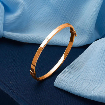 14K Rose Gold Nail Hinged Cuff Bangle