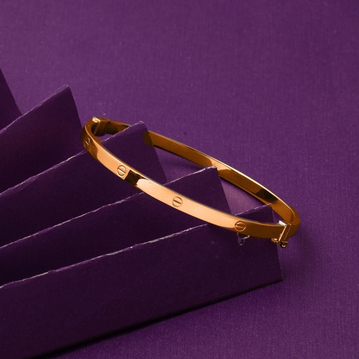 14K Rose Gold Nail Hinged Cuff Bangle