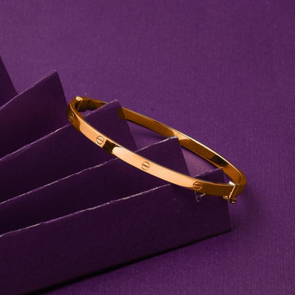 14K Rose Gold Nail Hinged Cuff Bangle