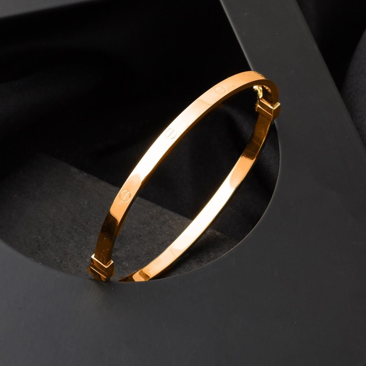14K Rose Gold Nail Hinged Cuff Bangle