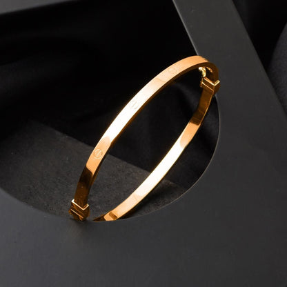 14K Rose Gold Nail Hinged Cuff Bangle