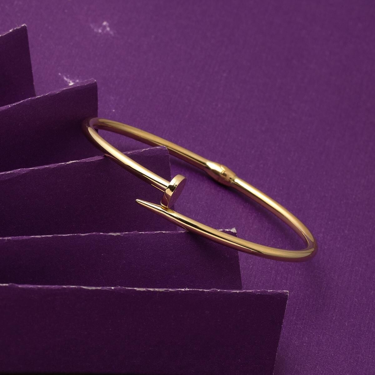 14K Yellow Gold Nail Bangle