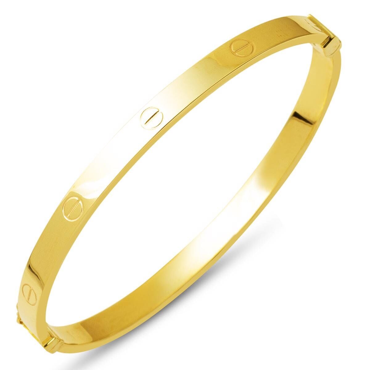 14K Yellow Gold Studded Hinged Cuff Bangle (9 g)