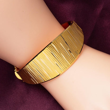 22K Yellow Gold Line Hinged Cuff Bangle