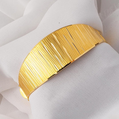 22K Yellow Gold Line Hinged Cuff Bangle