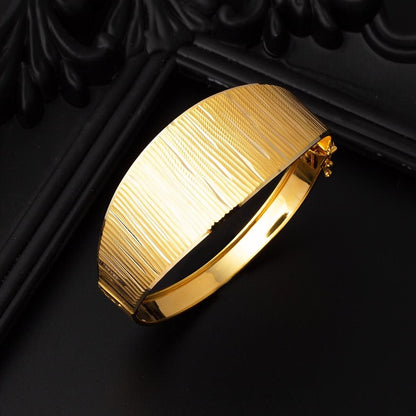 22K Yellow Gold Line Hinged Cuff Bangle