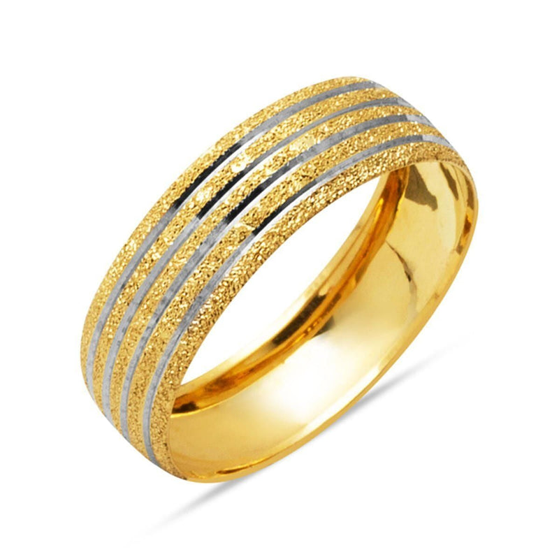 14K Yellow Gold Striped Women's Wedding Band Ring