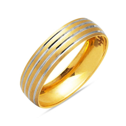 14K Yellow Gold Striped Wedding Band Ring