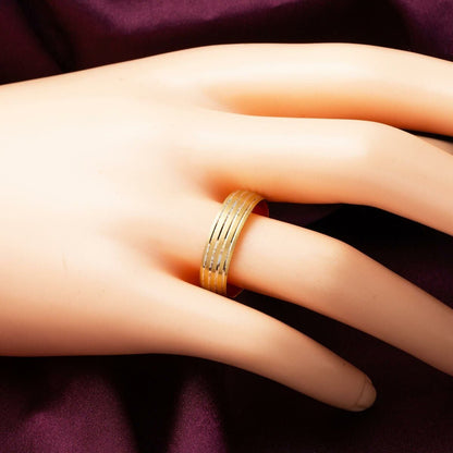 14K Yellow Gold Striped Wedding Band Ring