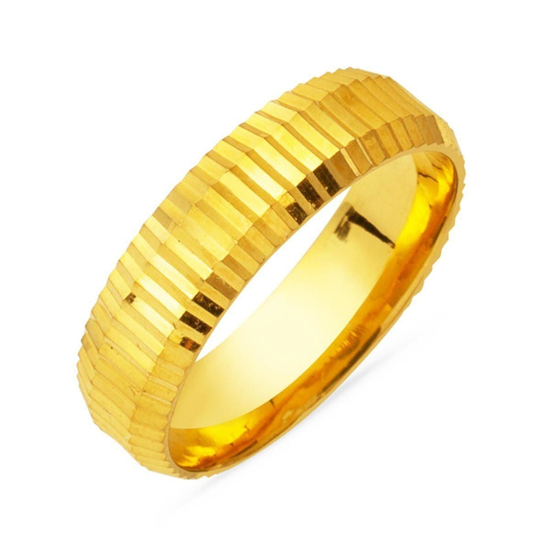 22K Yellow Gold Striped Men's Wedding Band Ring