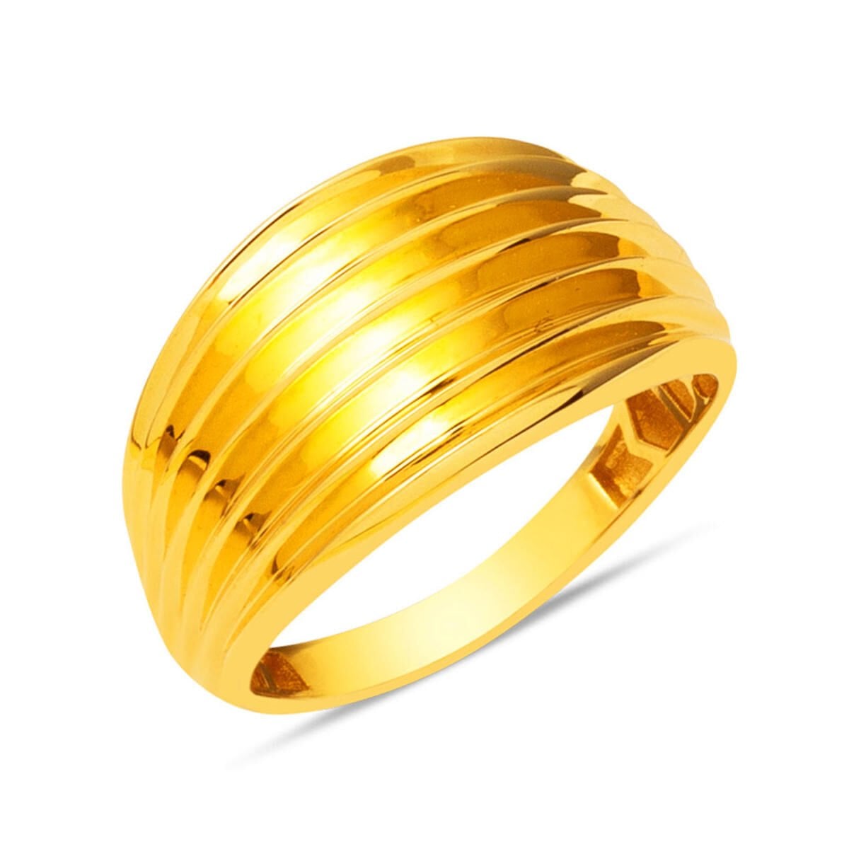 22K Yellow Gold Striped Minimalist Design Ring