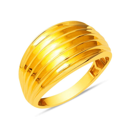 22K Yellow Gold Striped Minimalist Design Ring
