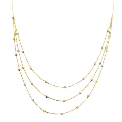 14K Yellow Gold Multi Chain Ball Necklace