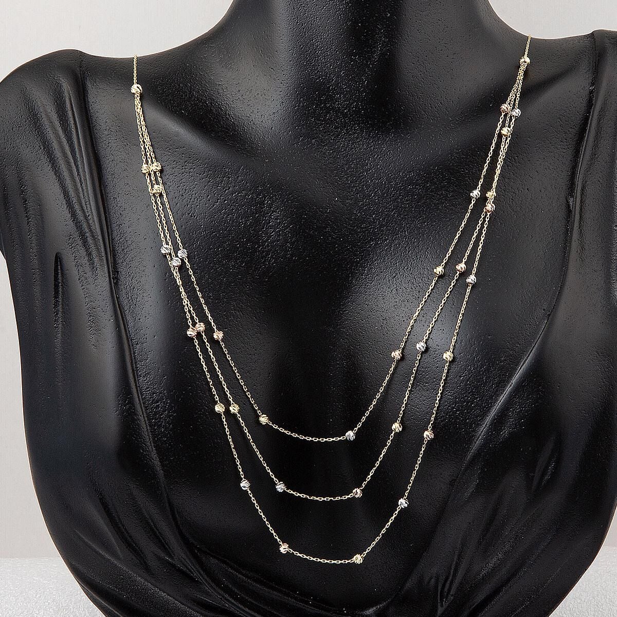 14K Yellow Gold Multi Chain Ball Necklace
