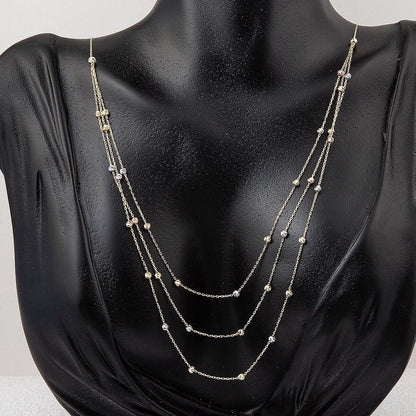 14K Yellow Gold Multi Chain Ball Necklace