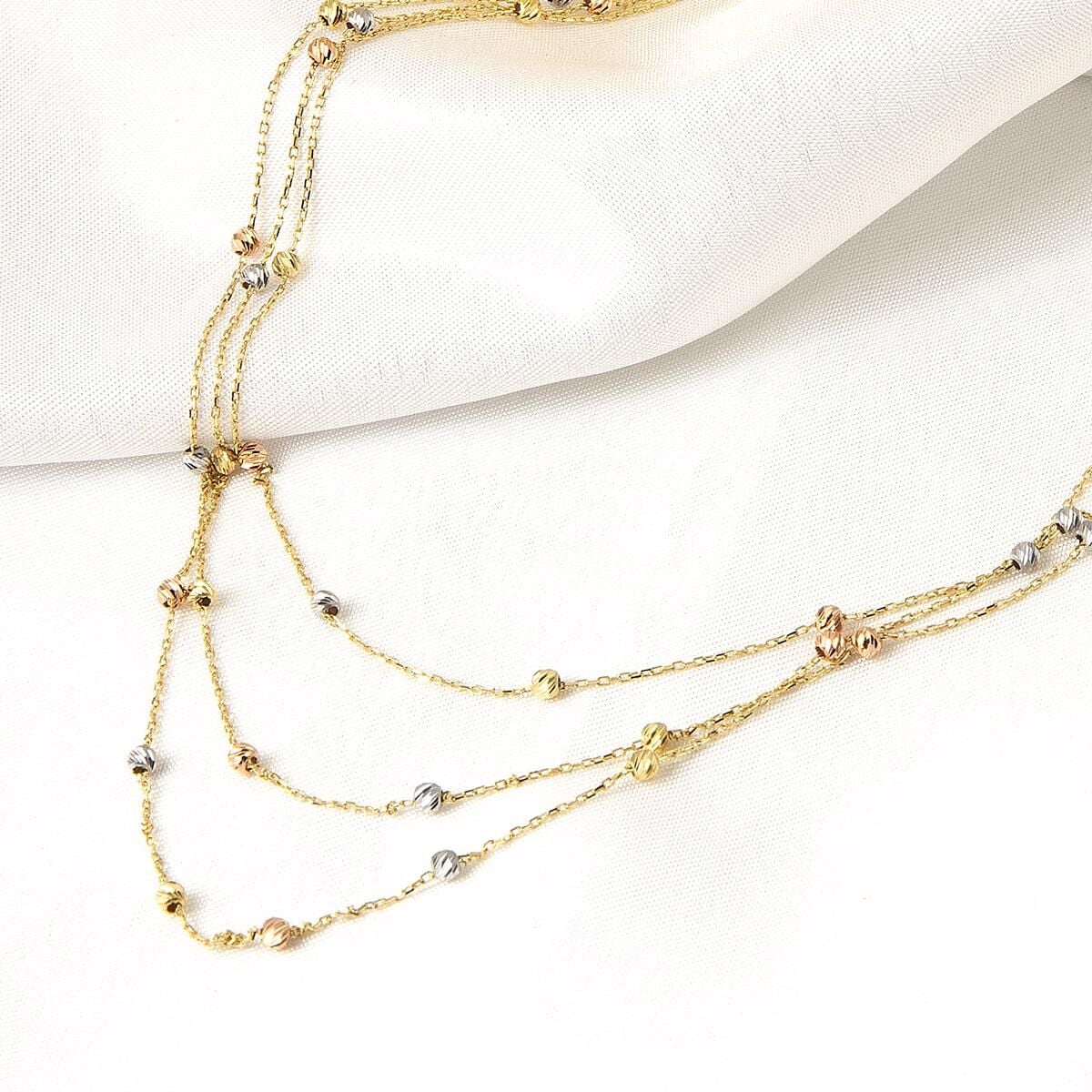 14K Yellow Gold Multi Chain Ball Necklace