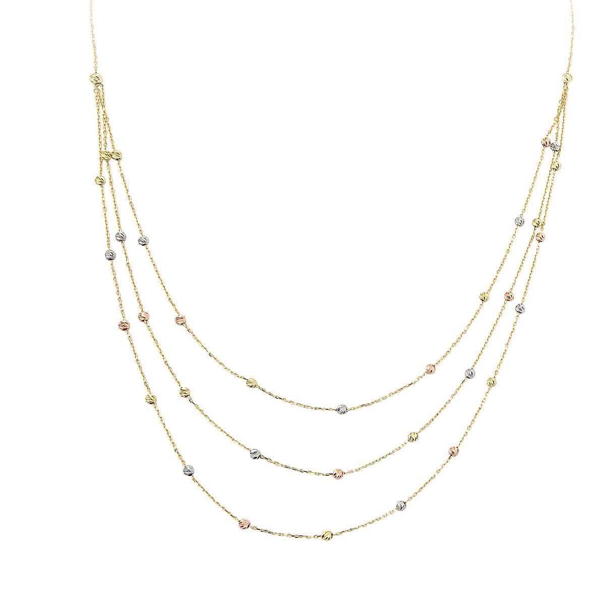 14K Yellow Gold Multi Chain Ball Necklace