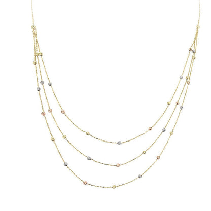 14K Yellow Gold Multi Chain Ball Necklace