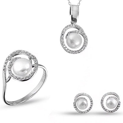14K White Gold Como Mini Pearl Set