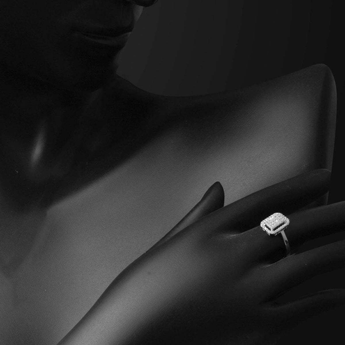 14K White Gold Coronet Baguette Minimalist Cubic Zirconia Ring