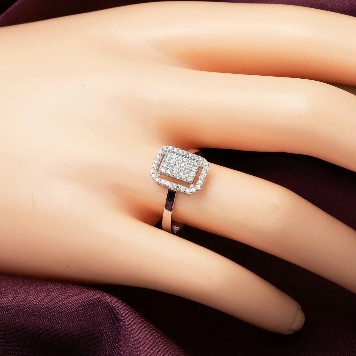 14K White Gold Coronet Baguette Minimalist Cubic Zirconia Ring