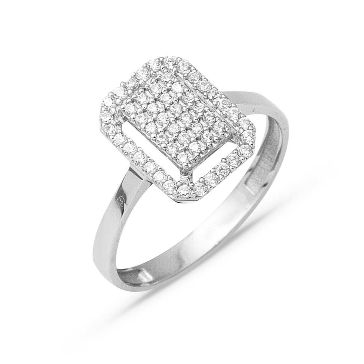 14K White Gold Coronet Baguette Minimalist Cubic Zirconia Ring
