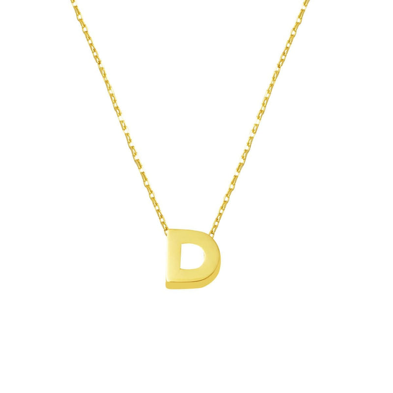 14K Yellow Gold Minimalist Initial D Necklace