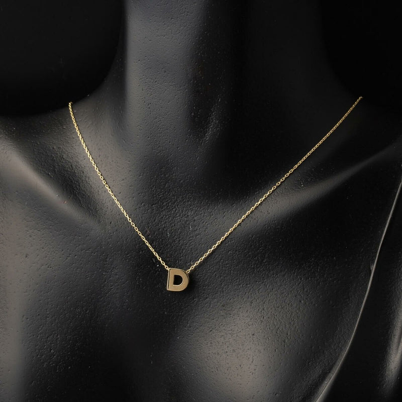 14K Yellow Gold Minimalist Initial D Necklace