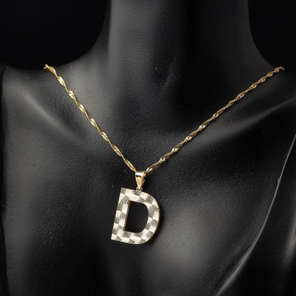 14K Yellow Gold D Initial 3 Dimensional Pendant