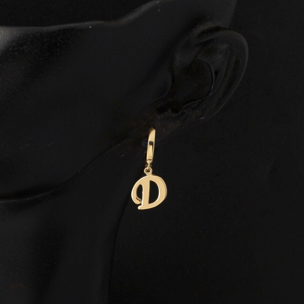 14K Yellow Gold Initial D Hoop Earrings