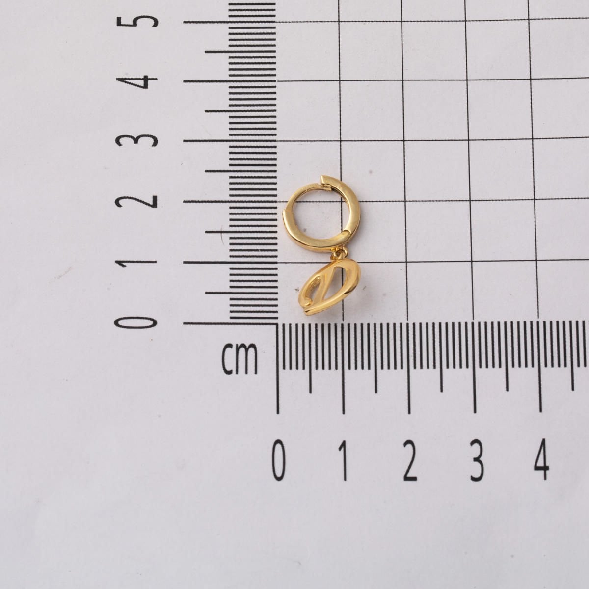 14K Yellow Gold Initial D Hoop Earrings